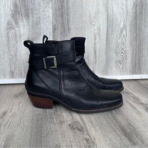 Wolky Ankle Boots Leather Bootie Womens 42 11  Black Biker Moto Walking Shoes